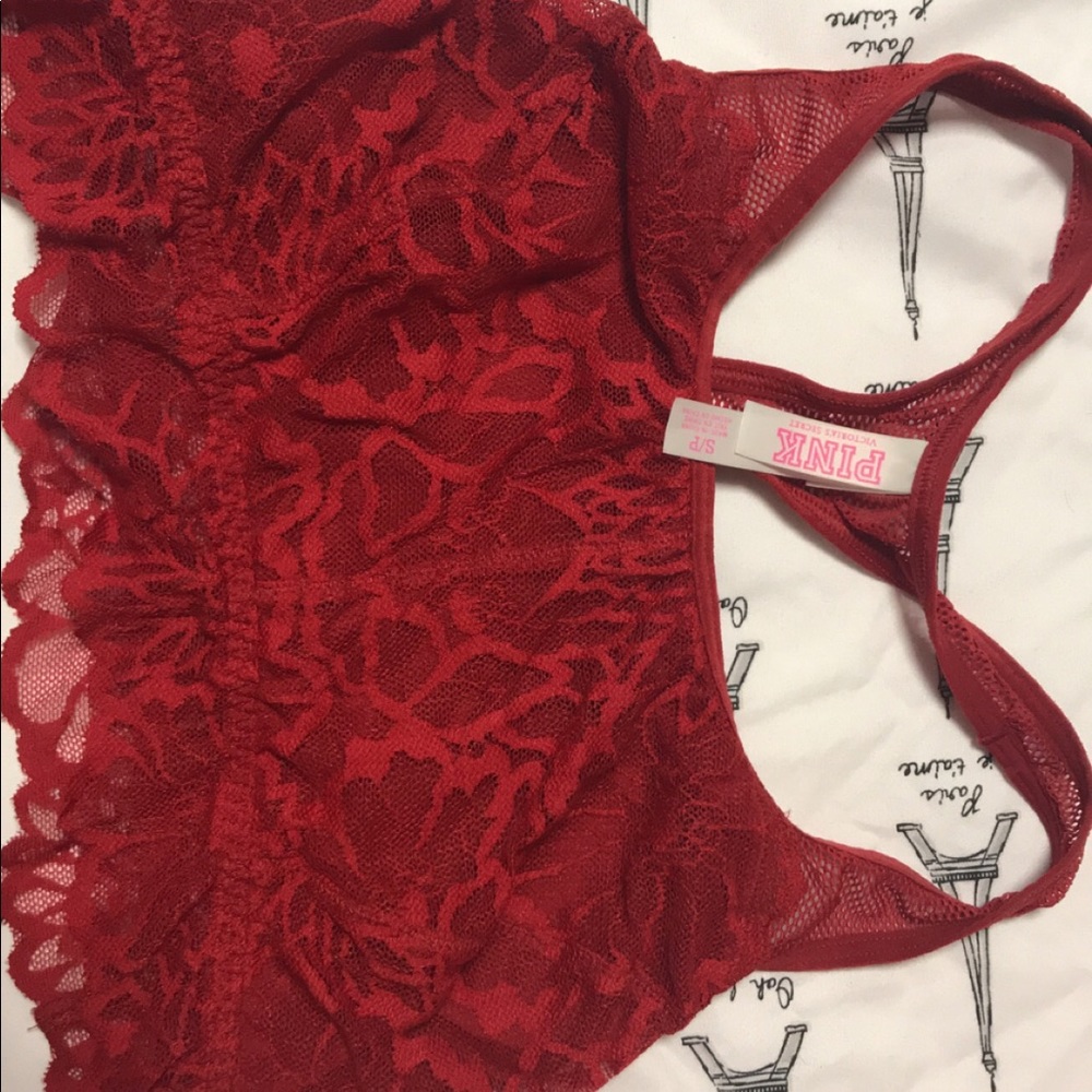 Vs pink red lace bralette size small